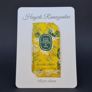 12er Set Tischkarten mit Erfrischungstuch mit Zitronenduft (Kolonya)- Traditionalle Gastfreundschaft stilvoll verpackt