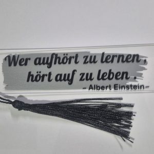Personalisiertes Lesezeichen mit Spruch und/oder Motiv