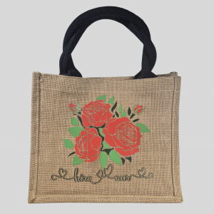 Personalisierte Jutetasche mit floralem Motiv